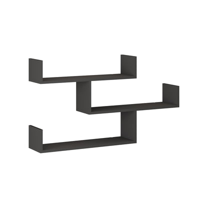 Snerra 119 cm 3-Tier Wall-Mounted Shelf Unit — Anthracite Grey, image 4