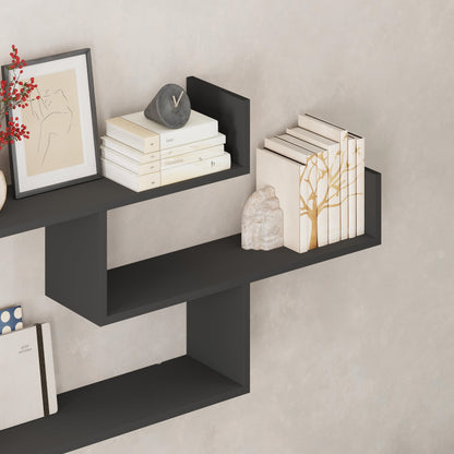 Snerra 119 cm 3-Tier Wall-Mounted Shelf Unit — Anthracite Grey, image 5