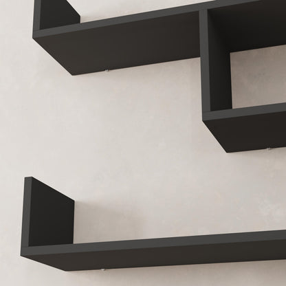 Snerra 119 cm 3-Tier Wall-Mounted Shelf Unit — Anthracite Grey, image 7