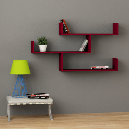 Snerra 119 cm 3-Tier Wall-Mounted Shelf Unit — Burgundy, image 1