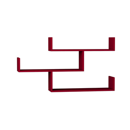 Snerra 119 cm 3-Tier Wall-Mounted Shelf Unit — Burgundy, image 3