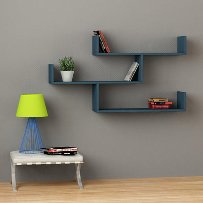 Snerra 119 cm 3-Tier Wall-Mounted Shelf Unit — Turquoise, image 1