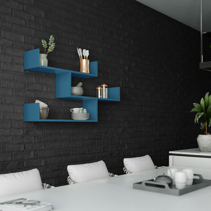 Snerra 119 cm 3-Tier Wall-Mounted Shelf Unit — Turquoise, image 2
