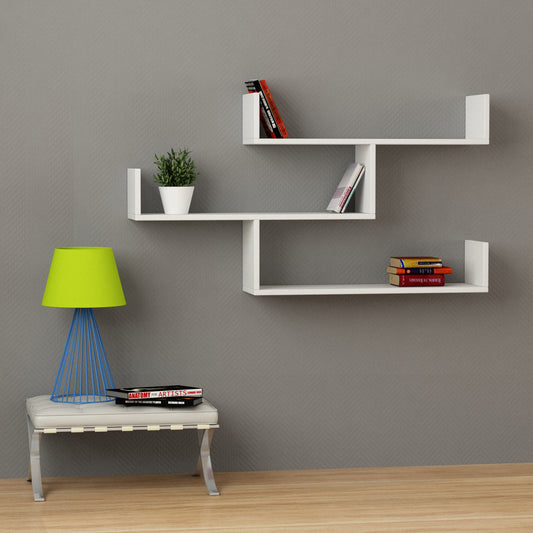 Snerra 119 cm 3-Tier Wall-Mounted Shelf Unit — White, image 1