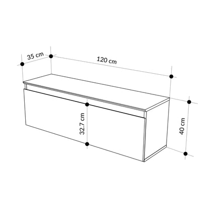 Modern Sunset TV Stand with Drop-Down Door – Compact Lowboard Unit with Hidden Storage, 120 cm