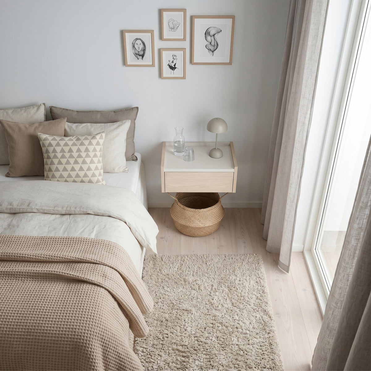 Svaldo 42cm Floating Bedside Table with Drawer — Sonoma Oak, Sandstone, image 2