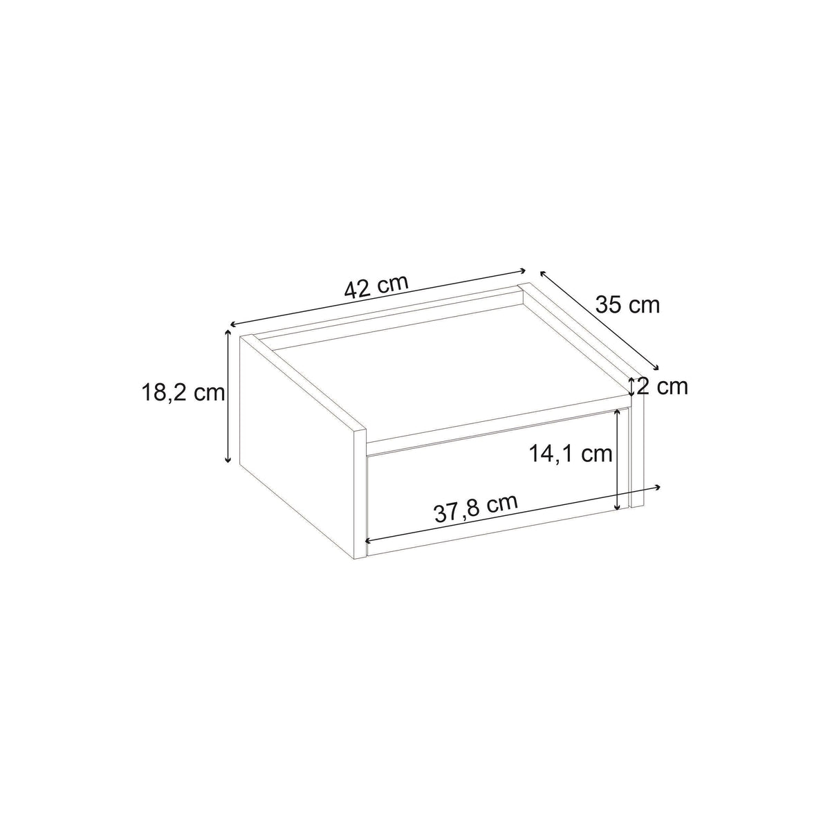 Svaldo 42cm Floating Bedside Table with Drawer — Sonoma Oak, Sandstone, image 5