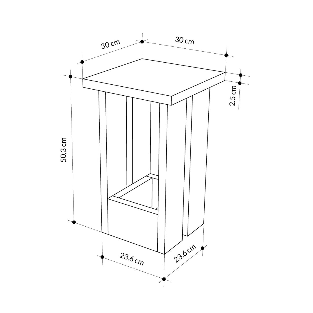 Tasos Compact Side Table with Storage – Narrow Oak End Table for Sofa, Bedside or Living Room