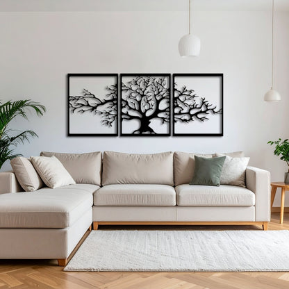 Tree of Life Metal Wall Art – 3 Panel 3D Nature-Inspired Decor | 3 Sizes Available