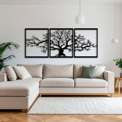 Tree of Life Metal Wall Art – 3 Panel 3D Nature-Inspired Decor | 3 Sizes Available