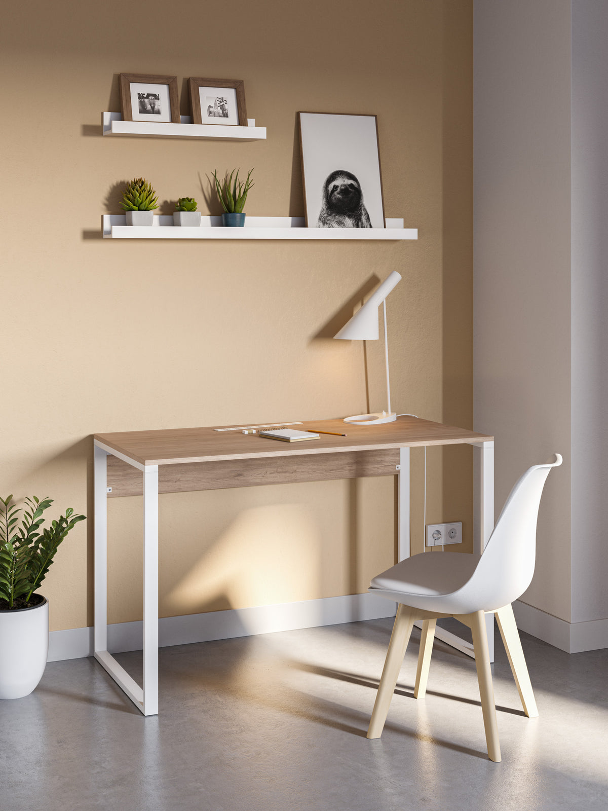 Tollek 100/110 cm Desk with 18 mm Top and Metal Legs — Oak (100 cm), image 1