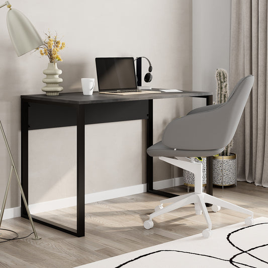 Tollek 100/110 cm Desk with 18 mm Top and Metal Legs — Retro Grey & Silky Black (110 cm), image 1