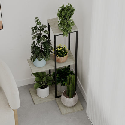 Vetra 3-Tier Plant Stand – Corner or Straight Setup, Stylish Metal Frame in Sage Green, Stone or Beige