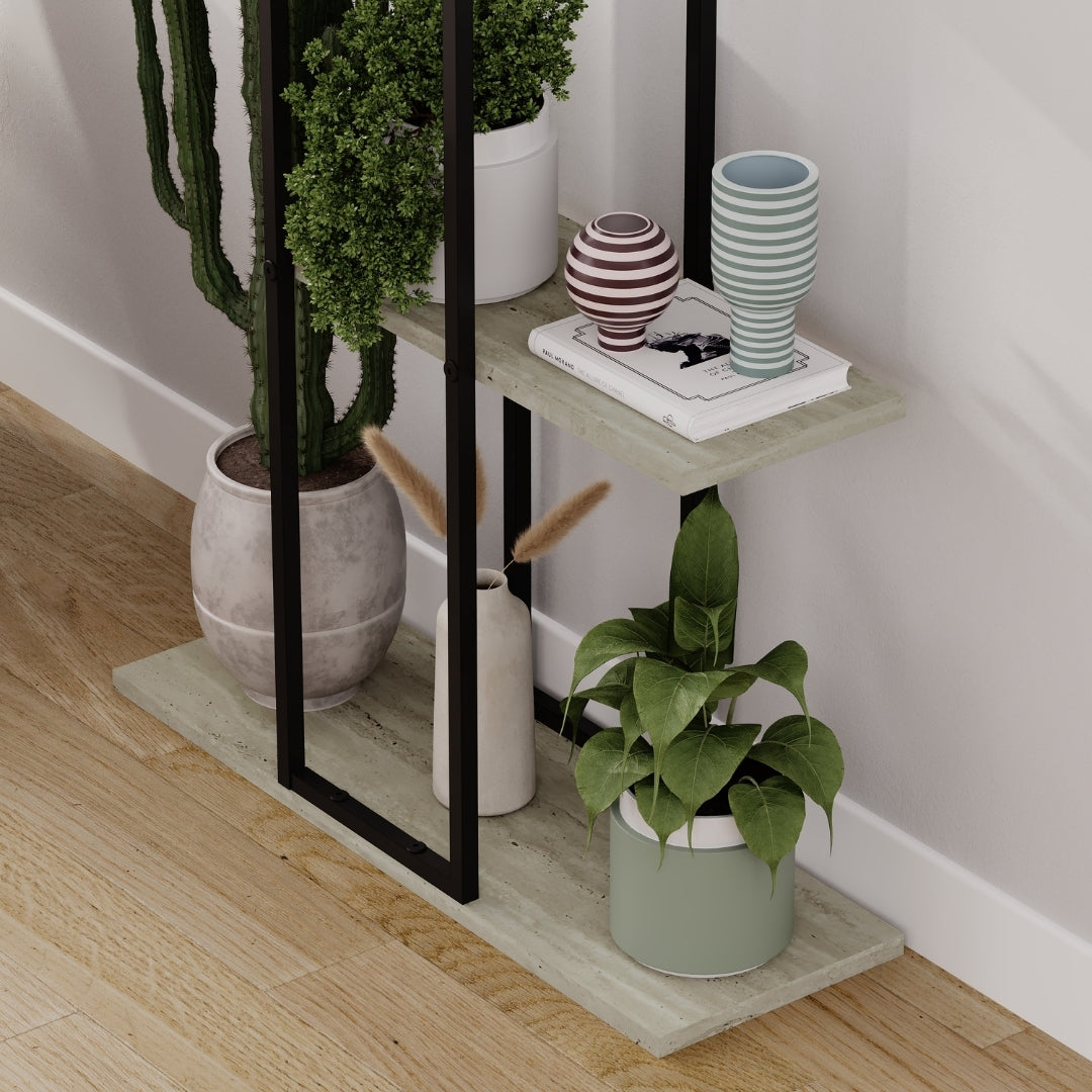 Vetra 3-Tier Plant Stand – Corner or Straight Setup, Stylish Metal Frame in Sage Green, Stone or Beige