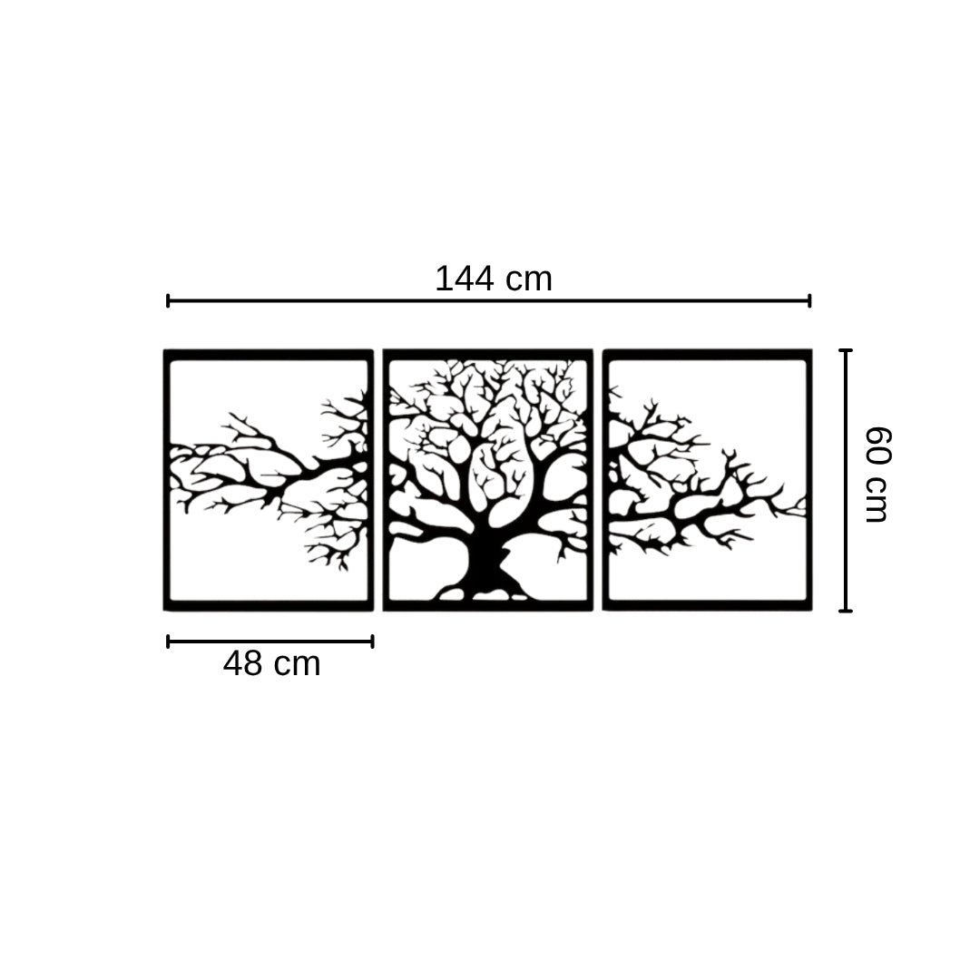 Tree of Life Metal Wall Art – 3 Panel 3D Nature-Inspired Decor | 3 Sizes Available