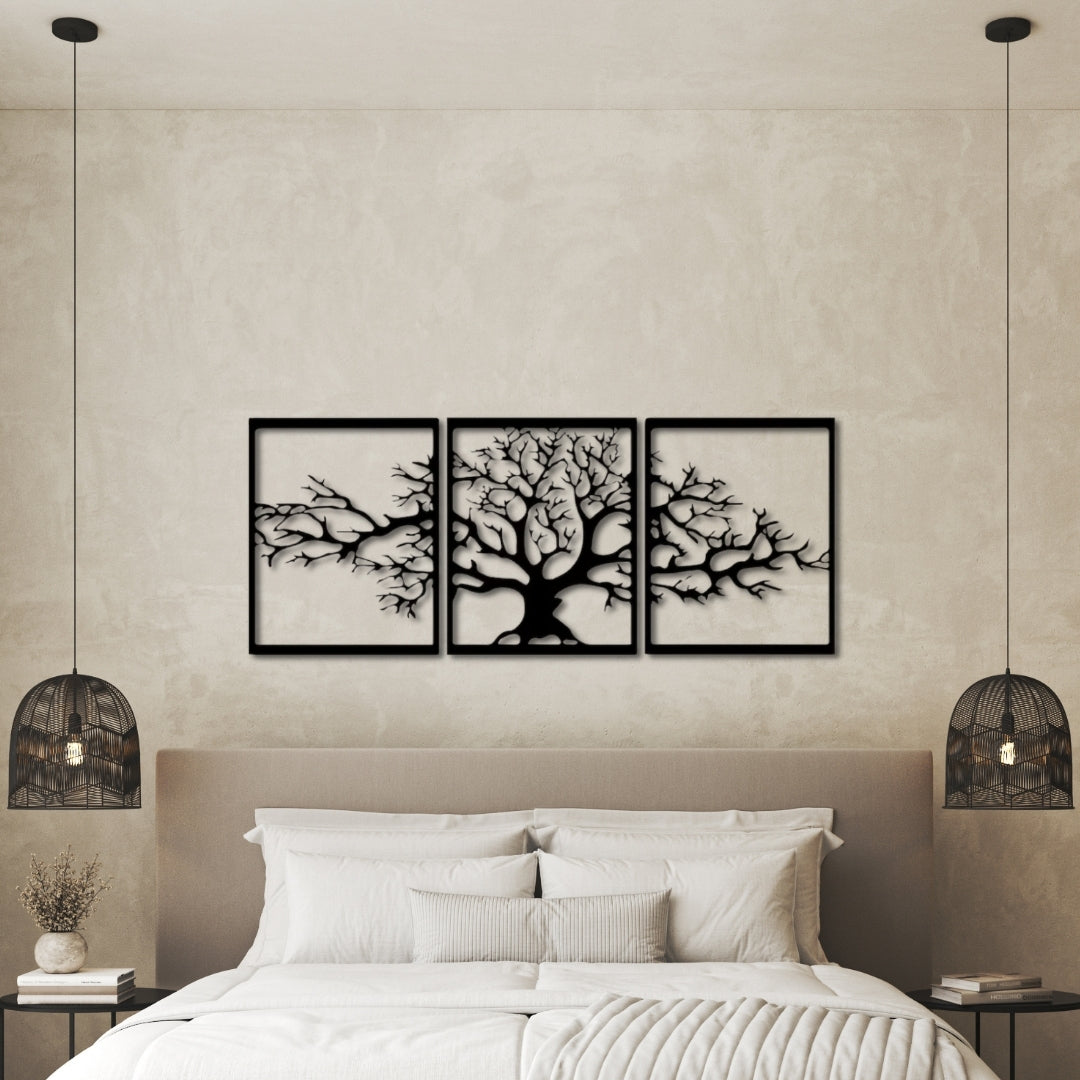 Tree of Life Metal Wall Art – 3 Panel 3D Nature-Inspired Decor | 3 Sizes Available
