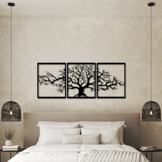Tree of Life Metal Wall Art – 3 Panel 3D Nature-Inspired Decor | 3 Sizes Available