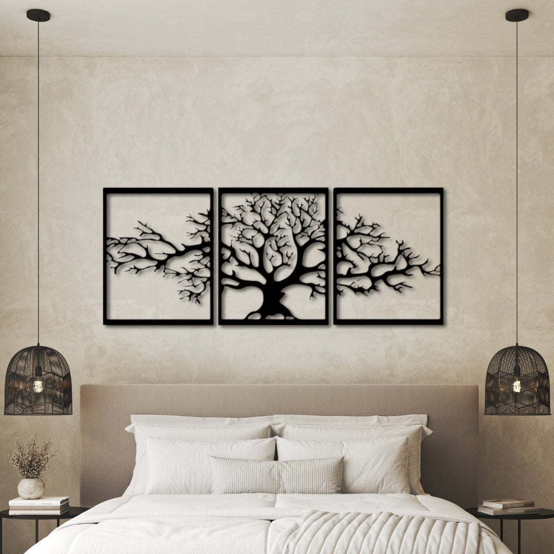 Tree of Life Metal Wall Art – 3 Panel 3D Nature-Inspired Decor | 3 Sizes Available