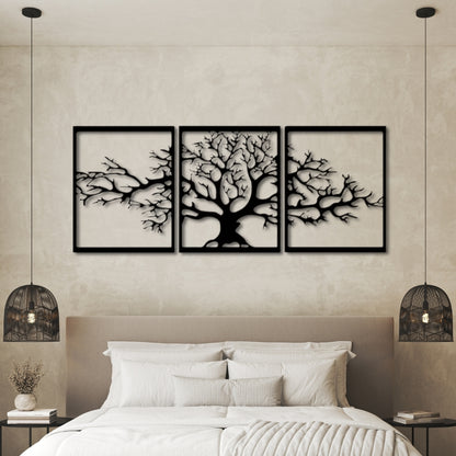 Tree of Life Metal Wall Art – 3 Panel 3D Nature-Inspired Decor | 3 Sizes Available