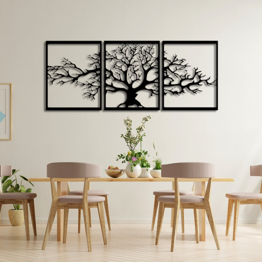 Tree of Life Metal Wall Art – 3 Panel 3D Nature-Inspired Decor | 3 Sizes Available