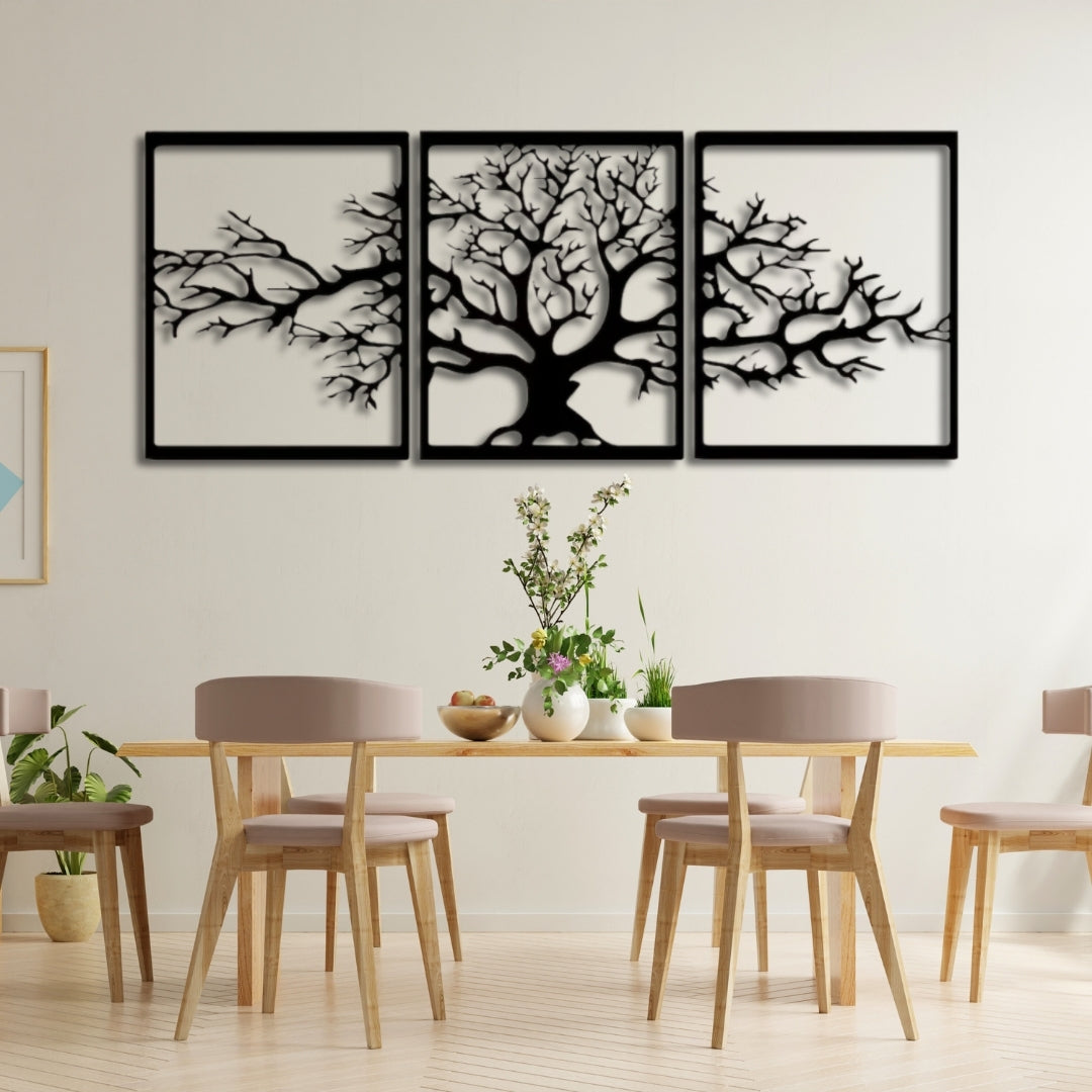 Tree of Life Metal Wall Art – 3 Panel 3D Nature-Inspired Decor | 3 Sizes Available