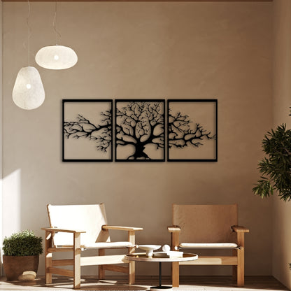 Tree of Life Metal Wall Art – 3 Panel 3D Nature-Inspired Decor | 3 Sizes Available