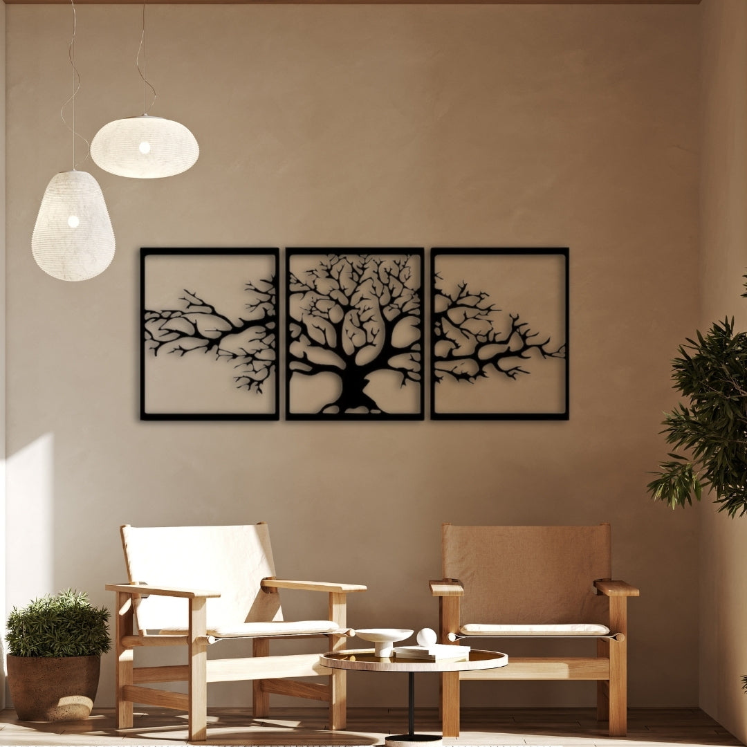 Tree of Life Metal Wall Art – 3 Panel 3D Nature-Inspired Decor | 3 Sizes Available