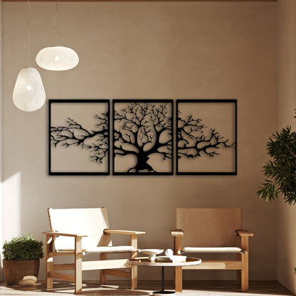 Tree of Life Metal Wall Art – 3 Panel 3D Nature-Inspired Decor | 3 Sizes Available