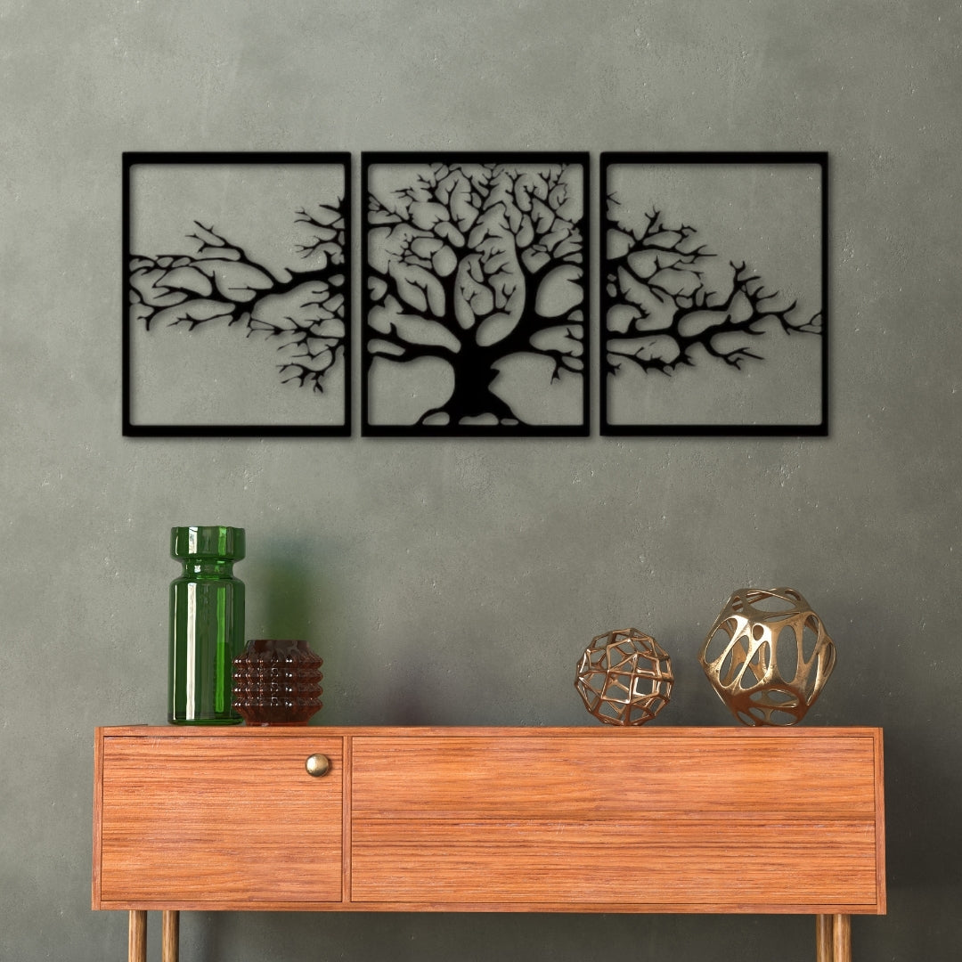 Tree of Life Metal Wall Art – 3 Panel 3D Nature-Inspired Decor | 3 Sizes Available