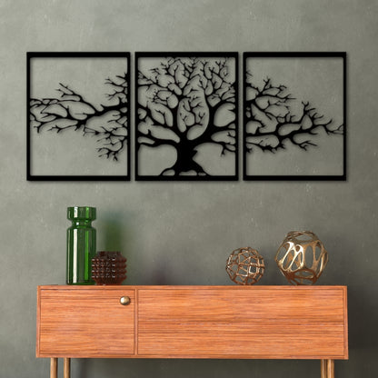 Tree of Life Metal Wall Art – 3 Panel 3D Nature-Inspired Decor | 3 Sizes Available