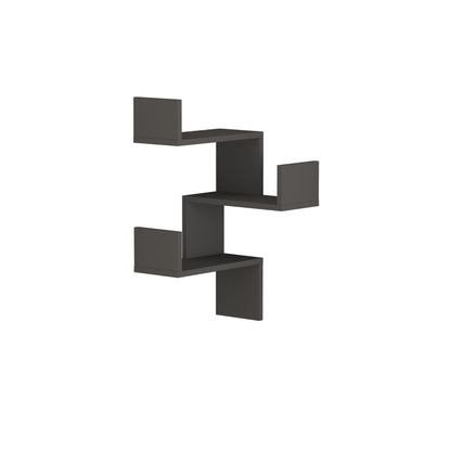 Ulvra 40 cm Zigzag Corner Wall Shelf, 3 Tiers — Mocha Grey, image 1