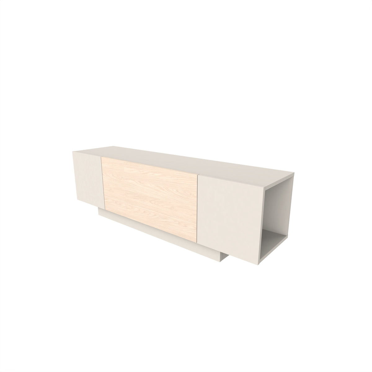 Valdre 150cm TV Unit with 2 Cupboards and Open Shelf, Plinth Base — Sandstone, Sonoma Oak, White, image 3