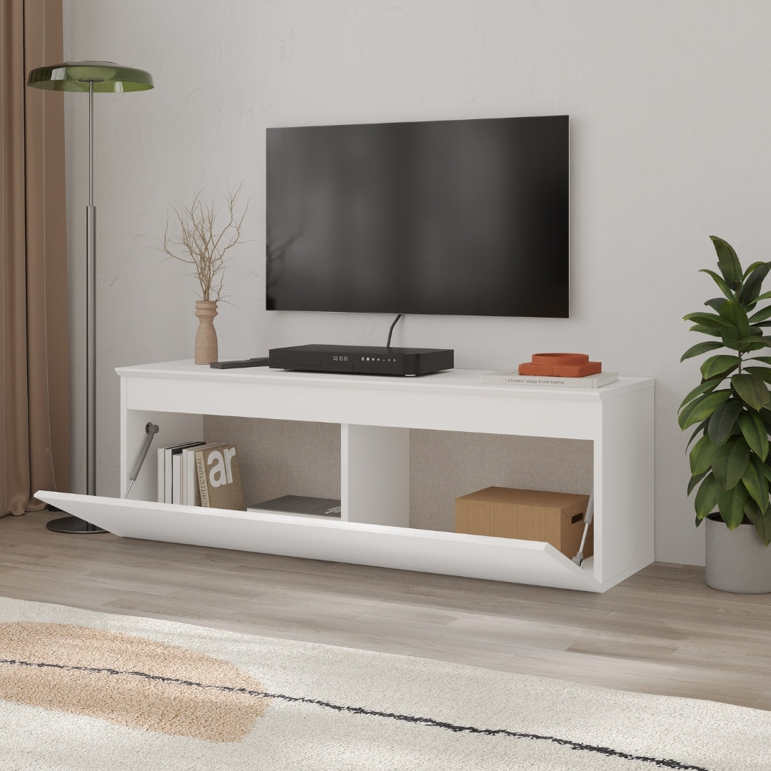 Modern Sunset TV Stand with Drop-Down Door – Compact Lowboard Unit with Hidden Storage, 120 cm